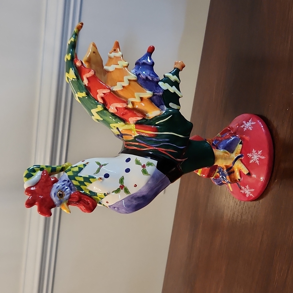 Poultry in Motion Egg Nog Christmas Rooster Figurine - Sharon Neuhaus